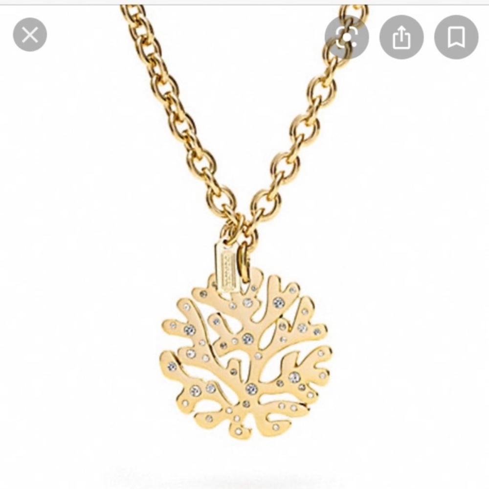 Coach Coral Gold Pave Necklace